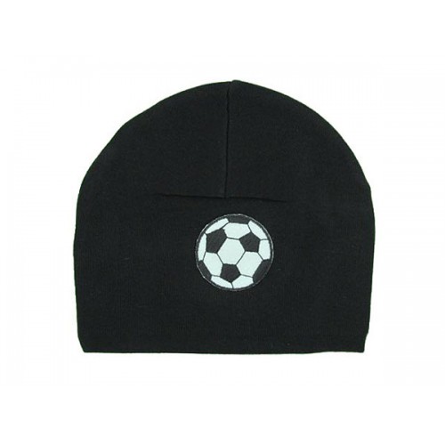 Black Applique Hat with Black White Soccer Ball