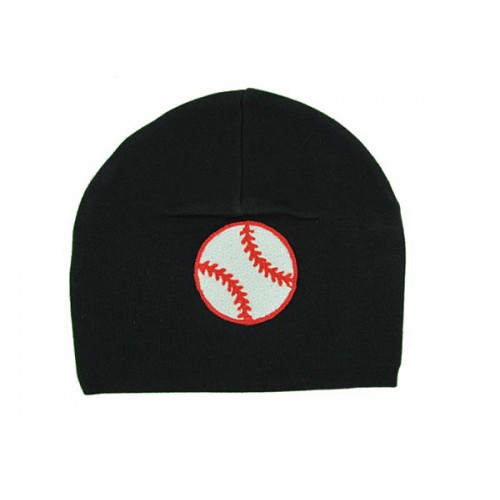 Black Applique Hat with Red Baseball