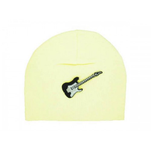 Cream Applique Hat with Black Guitar