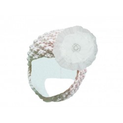 White Pretty Pixie Hat with White Lace Rose